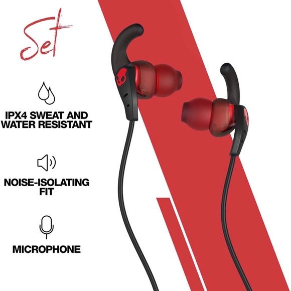 YES 2 Skullcandy Set Sport Earbuds, Black/Speckle/Red Brand-New, Factory Sealed! - Picture 2 of 4